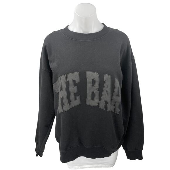 The Bar Varsity Women's Black Graphic Long Sleeve Sweater Sweatshirt Top Size L - Picture 1 of 4